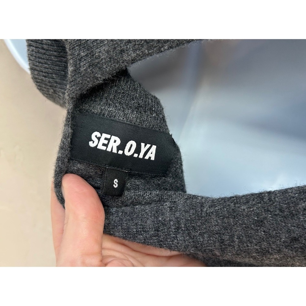 Seroya SER.O.YA Alexandria Turtleneck Sweater Mini Dress S Pewter Gray Luxury - Picture 9 of 11